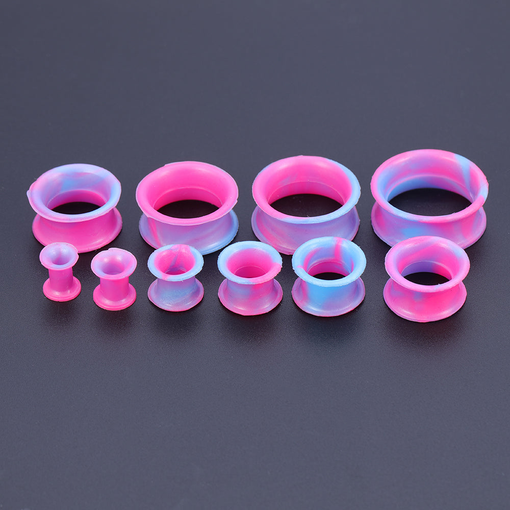 5-22mm-Thin-Silicone-Flexible-Light-Blue-Pink-Ear-plug-Double-Flared-Expander-Ear-Gauges