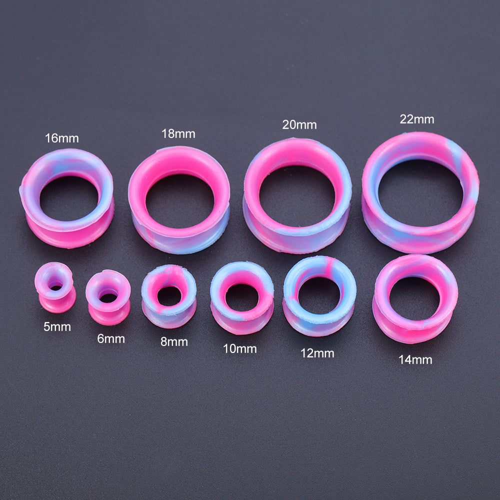 5-22mm-Thin-Silicone-Flexible-Light-Blue-Pink-Ear-plug-tunnel-Double-Flared-Expander-Ear-Gauges