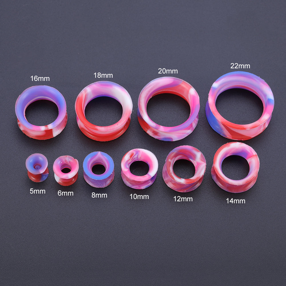 5-22mm-Thin-Silicone-Flexible-Blue-Pink-Red-Ear-Tunnels-Double-Flared-Expander-Ear-Stretchers