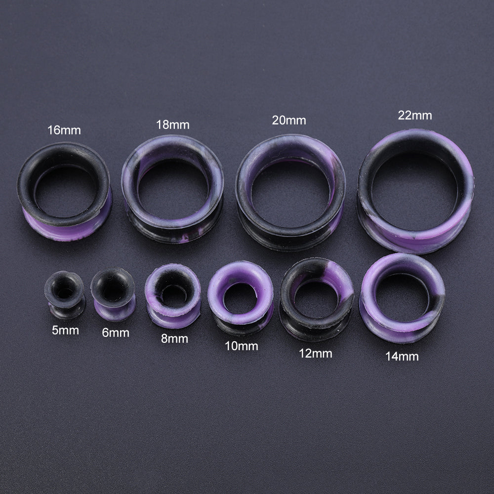 5-22mm-Thin-Silicone-Flexible-Black-Purple-Ear-Tunnels-Double-Flared-Expander-Ear-Stretchers