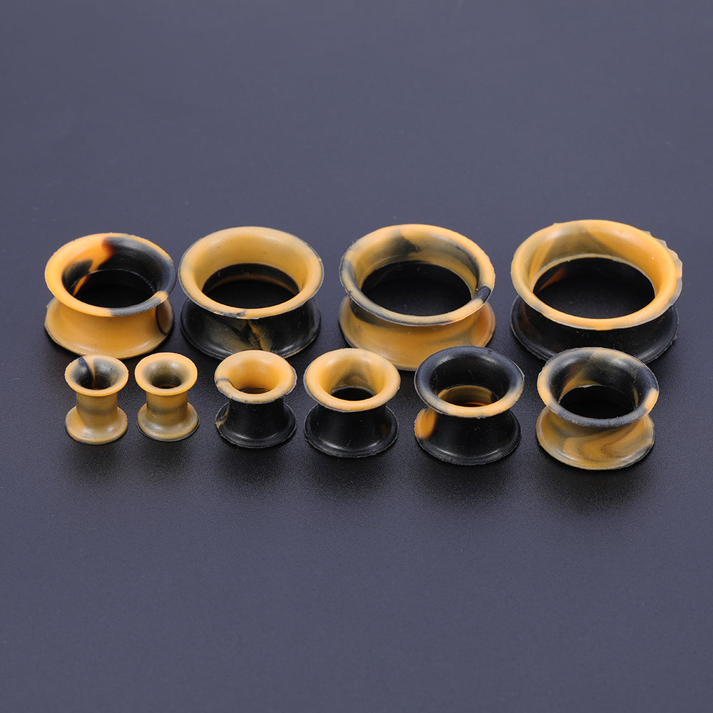 5-22mm-Thin-Silicone-Flexible-Black-Orange-Ear-plug-Double-Flared-Expander-Ear-Gauges