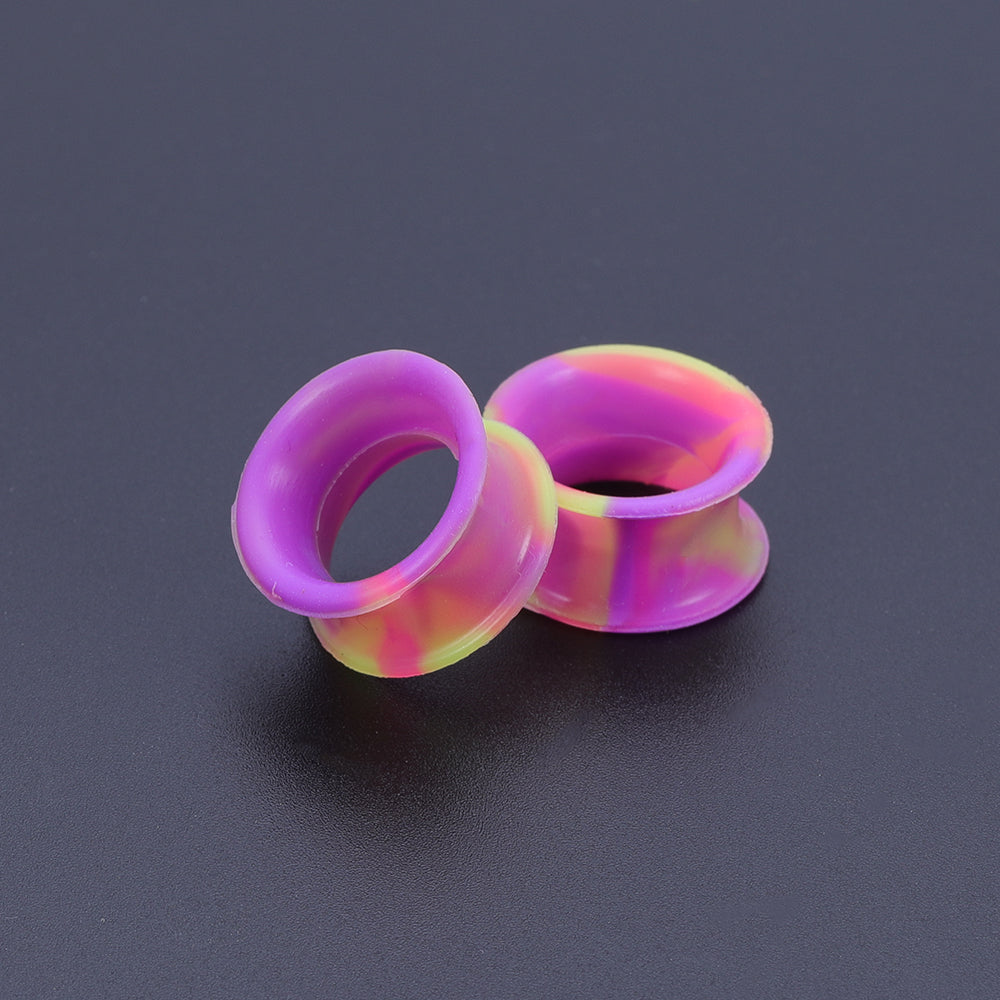 5-22mm-Thin-Silicone-Flexible-Pink-Purple-Yellow-Ear-plug-Double-Flared-Expander-Ear-Gauges