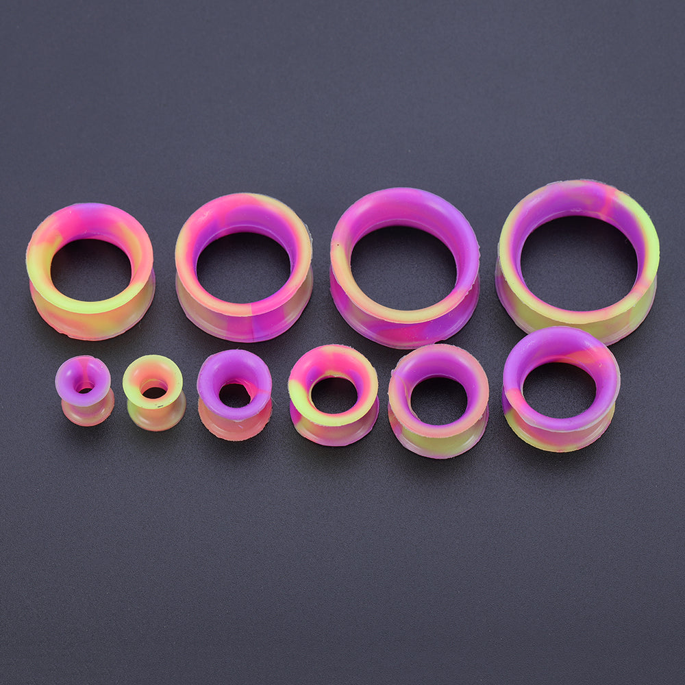 5-22mm-Thin-Silicone-Flexible-Pink-Purple-Yellow-Ear-Tunnels-Double-Flared-Expander-Ear-plug-tunnel