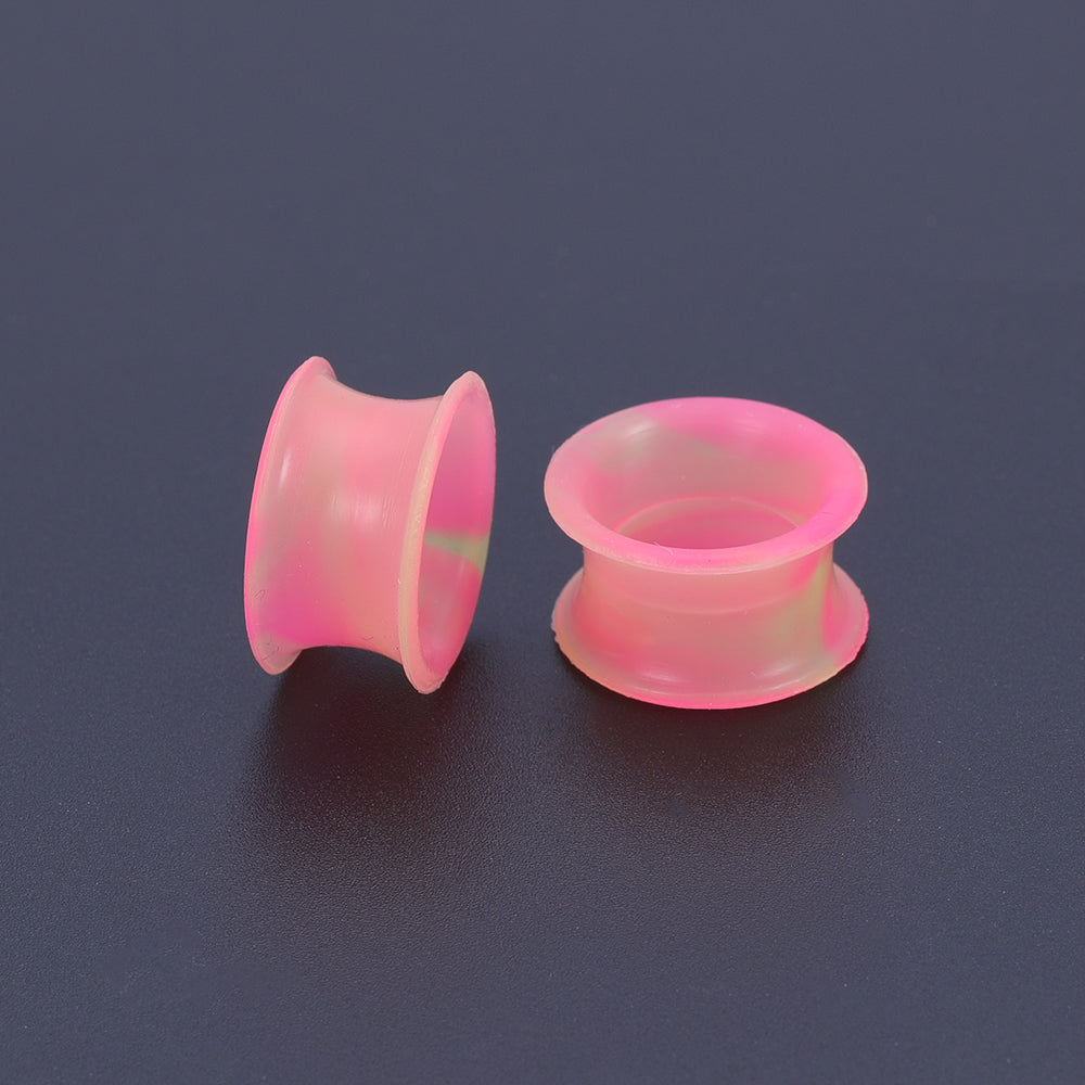 5-22mm-Thin-Silicone-Flexible-Pink-Yellow-Plugs-and-tuunels-Double-Flared-Expander-Ear-Gauges