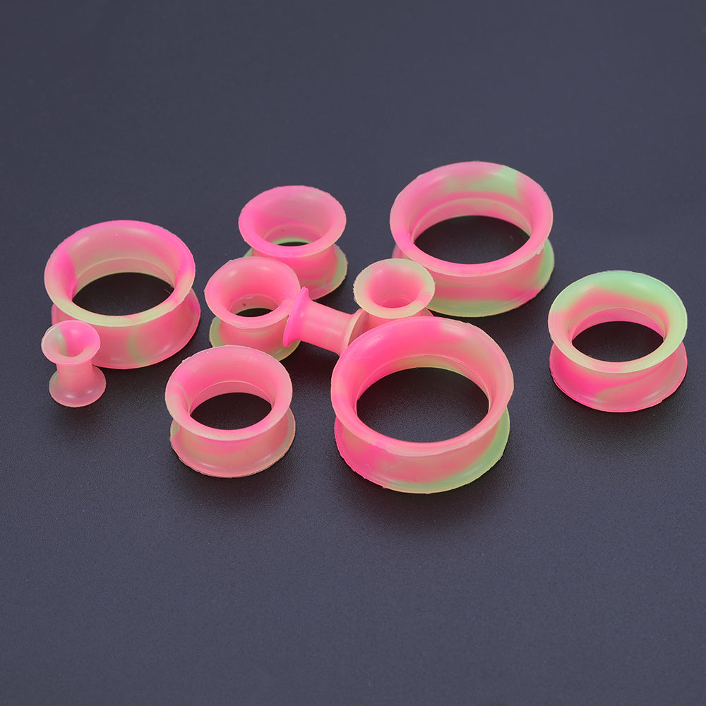 5-22mm-Thin-Silicone-Flexible-Pink-Yellow-Ear-Stretchers-Double-Flared-Expander-Ear-Gauges
