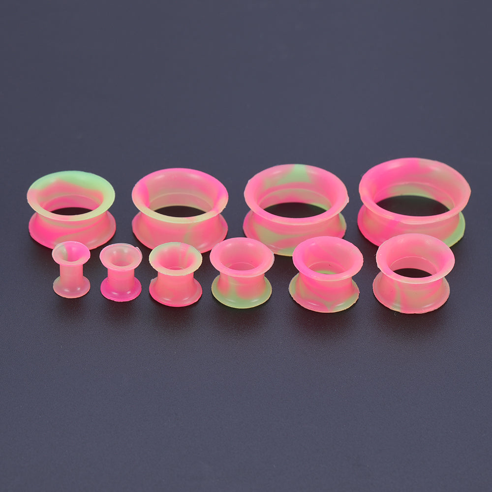 5-22mm-Thin-Silicone-Flexible-Pink-Yellow-Ear-Tunnels-Double-Flared-Expander-Ear-plug-tunnel