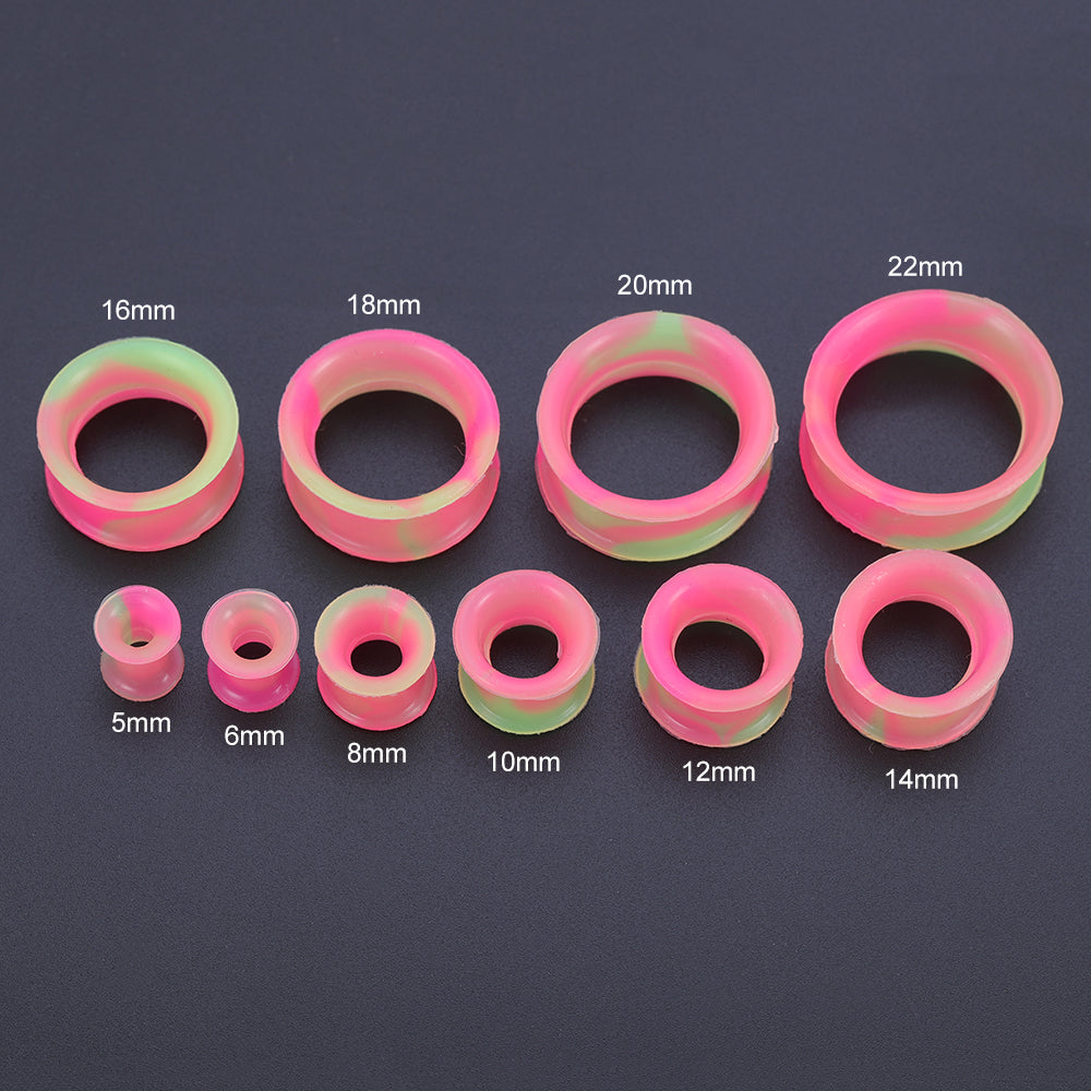5-22mm-Thin-Silicone-Flexible-Pink-Yellow-Ear-Tunnels-Double-Flared-Expander-Ear-Stretchers
