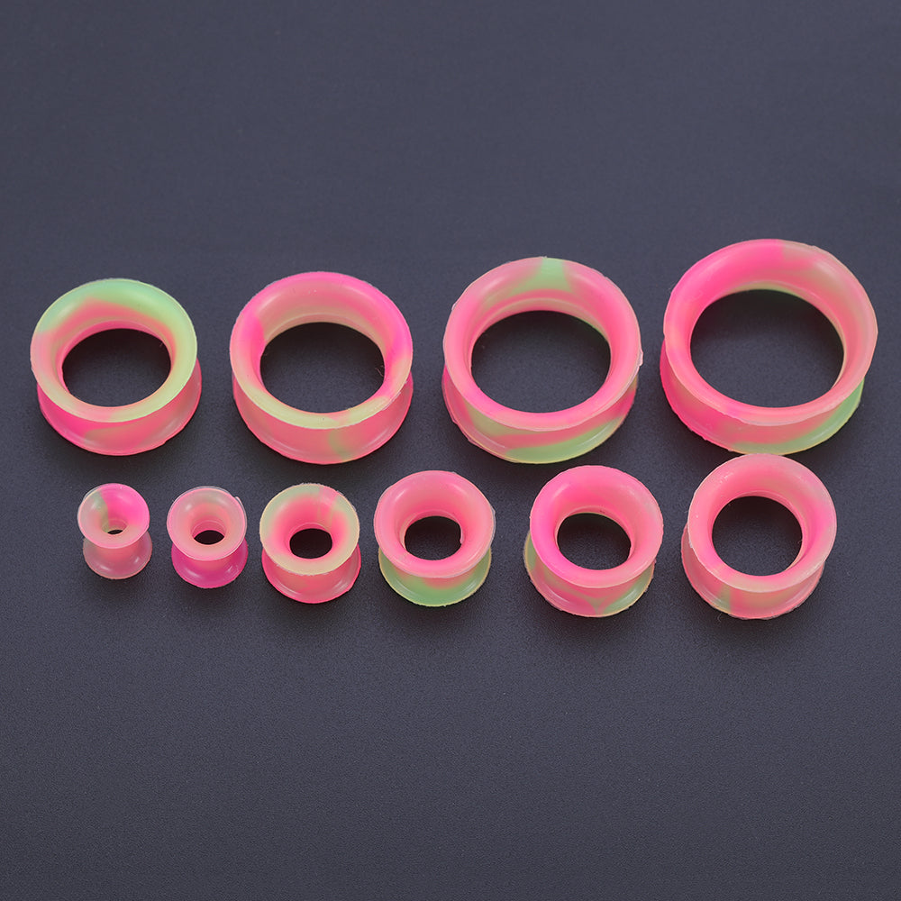 5-22mm-Thin-Silicone-Flexible-Pink-Yellow-Ear-Tunnels-Double-Flared-Expander-Ear-plug