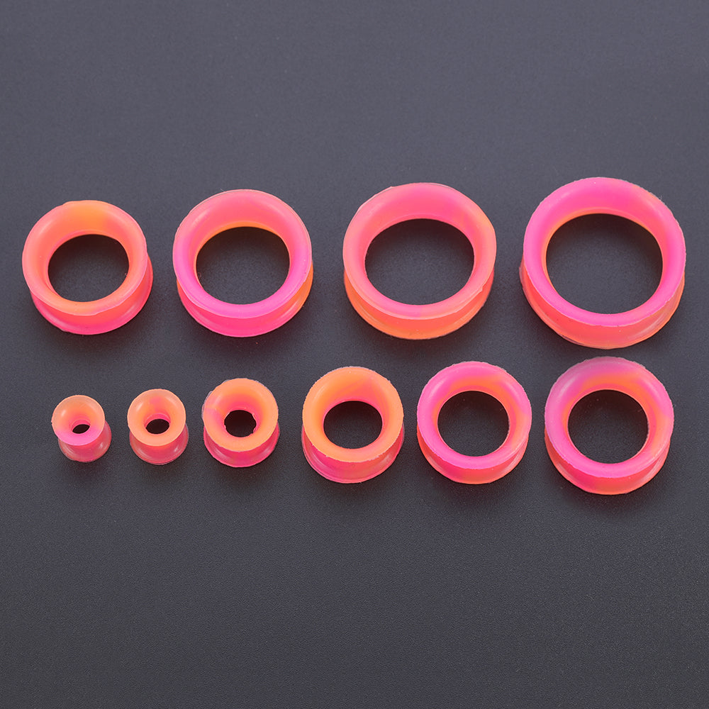 5-22mm-Thin-Silicone-Flexible-Pink-Orange-Ear-Tunnels-Double-Flared-Expander-Ear-plug