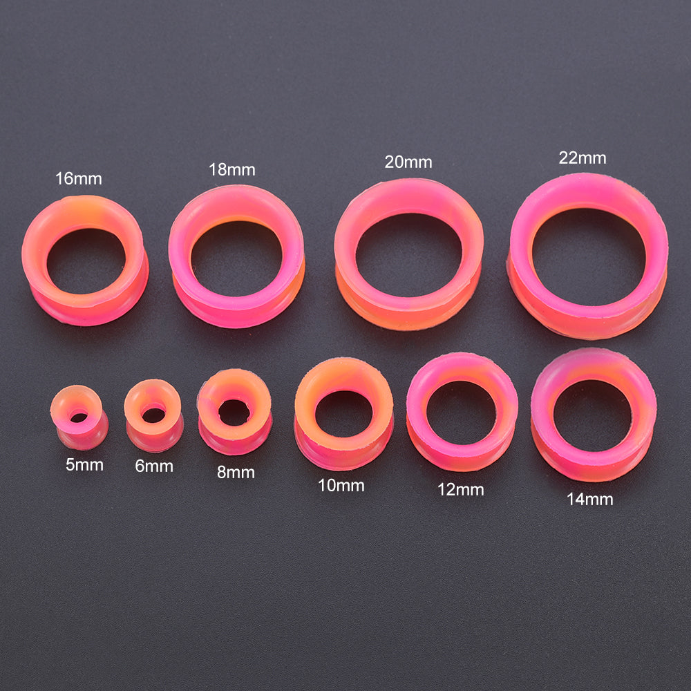 5-22mm-Thin-Silicone-Flexible-Pink-Orange-Ear-Tunnels-Double-Flared-Expander-Ear-Stretchers