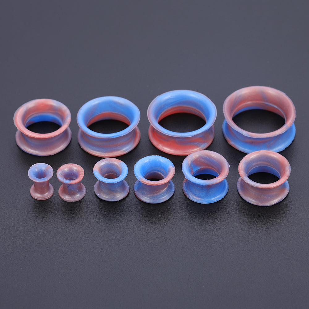 5-22mm-Thin-Silicone-Flexible-Light-Blue-Red-Ear-plug-Double-Flared-Expander-Ear-Gauges