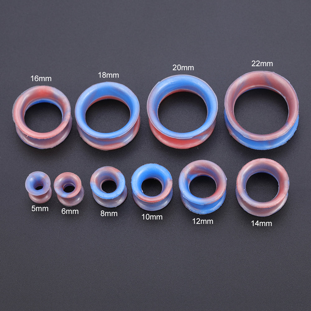 5-22mm-Thin-Silicone-Flexible-Light-Blue-Red-Ear-plug-tunnel-Double-Flared-Expander-Ear-Gauges