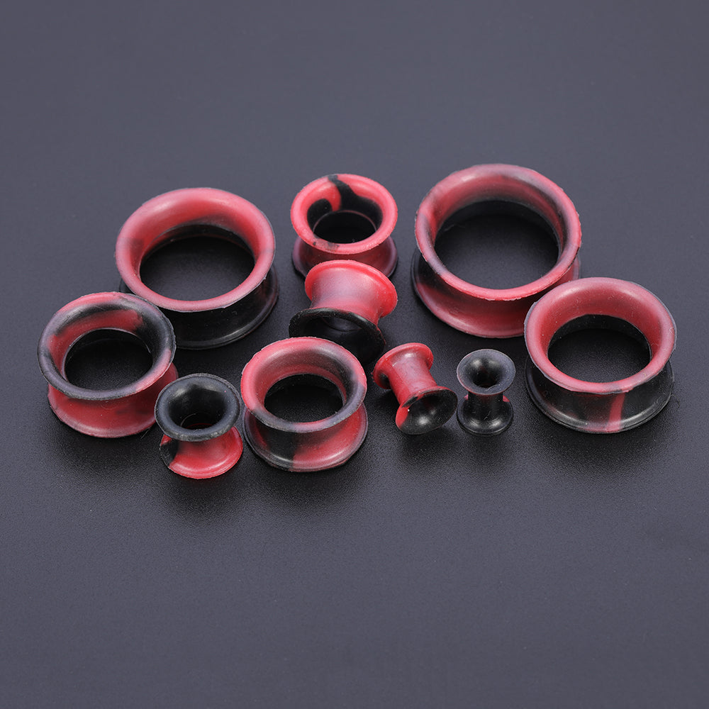 5-22mm-Thin-Silicone-Flexible-Red-Black-Ear-plug-Double-Flared-Expander-Ear-Gauges