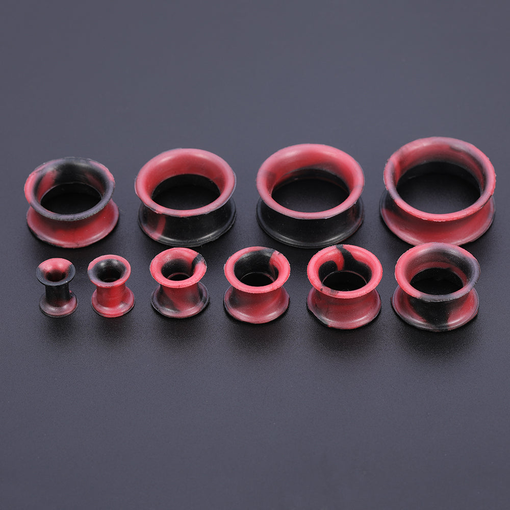 5-22mm-Thin-Silicone-Flexible-Red-Black-Ear-Tunnels-Double-Flared-Expander-Ear-Gauges