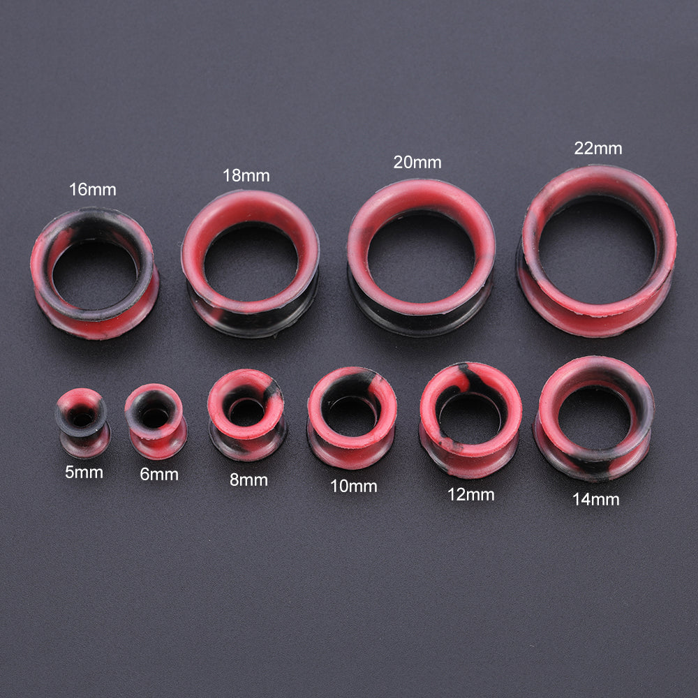 5-22mm-Thin-Silicone-Flexible-Red-Black-Ear-plug-tunnel-Double-Flared-Expander-Ear-Gauges