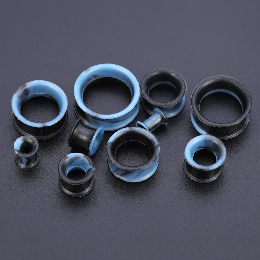 5-22mm-Thin-Silicone-Flexible-Light-Blue-Black-Plugs-and-tuunels-Double-Flared-Expander-Ear-Gauges