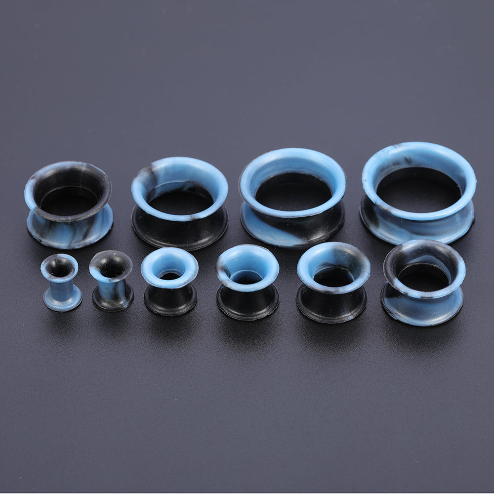 5-22mm-Thin-Silicone-Flexible-Light-Blue-Black-Ear-Stretchers-Double-Flared-Expander-Ear-Gauges