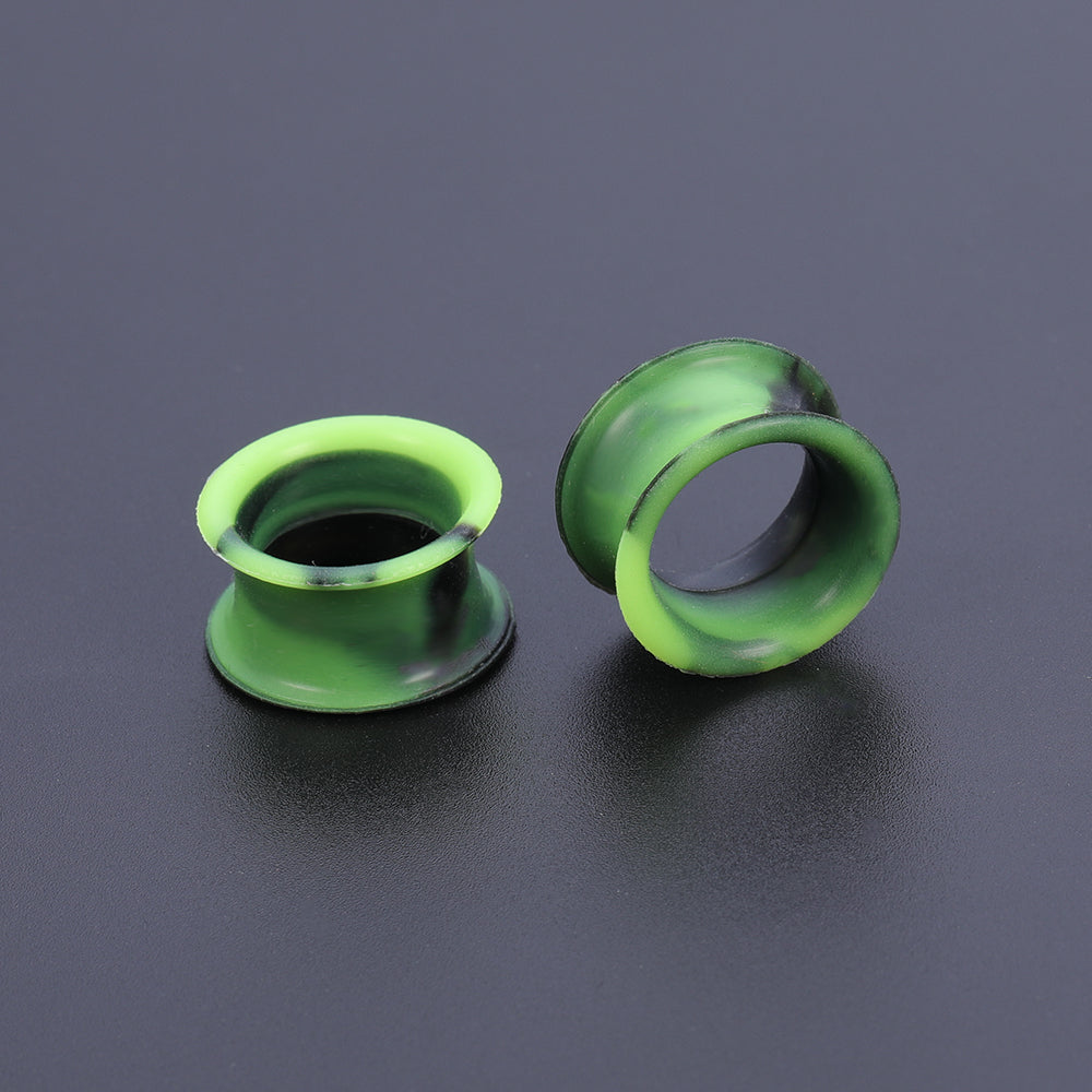 5-22mm-Thin-Silicone-Flexible-Green-Black-Ear-Tunnels-Double-Flared-Expander-Ear-Stretchers