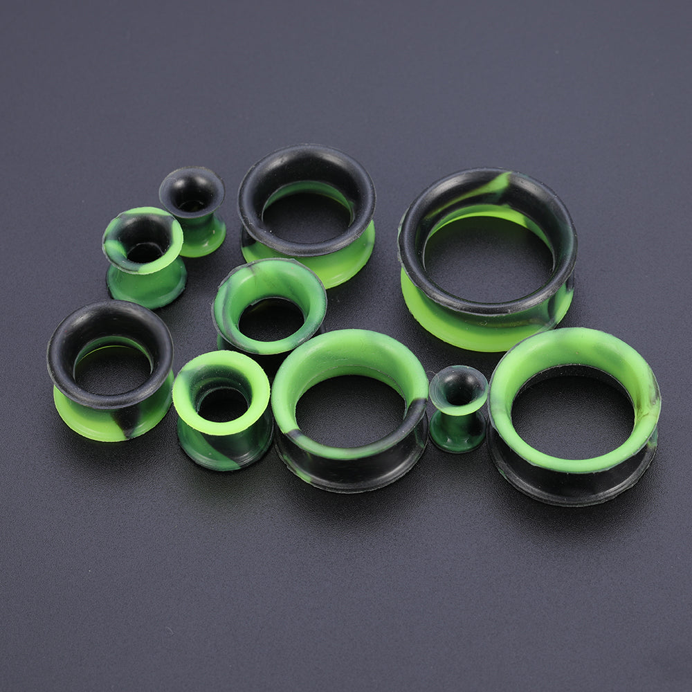 5-22mm-Thin-Silicone-Flexible-Green-Black-Plugs-and-tuunels-Double-Flared-Expander-Ear-Gauges