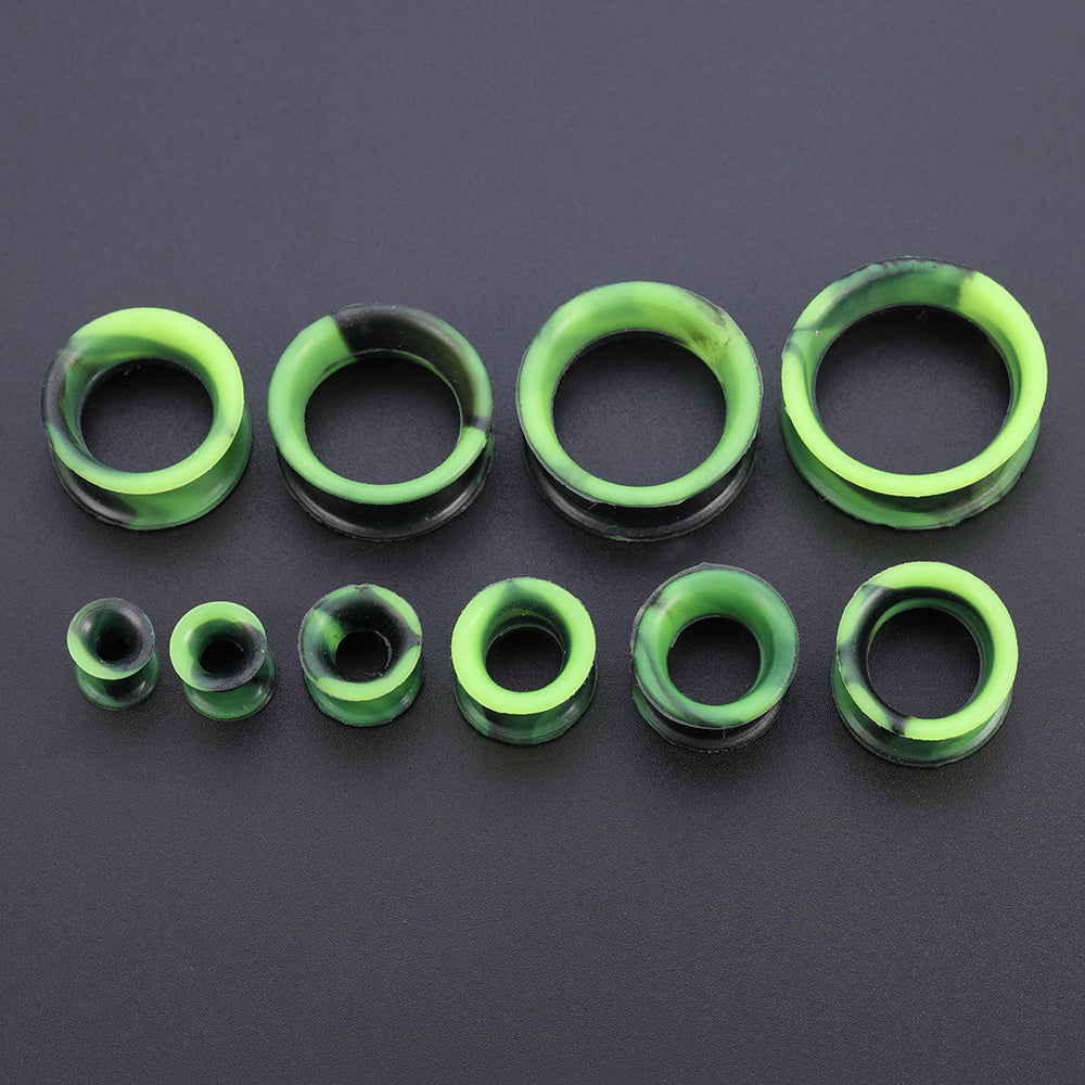5-22mm-Thin-Silicone-Flexible-Green-Black-Ear-plug-Double-Flared-Expander-Ear-Gauges