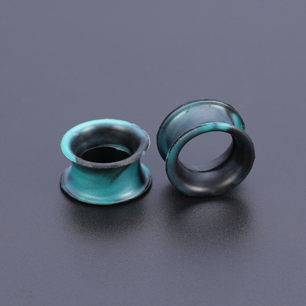 5-22mm-Thin-Silicone-Flexible-Dark-Green-Black-Ear-Tunnels-Double-Flared-Expander-Ear-Stretchers