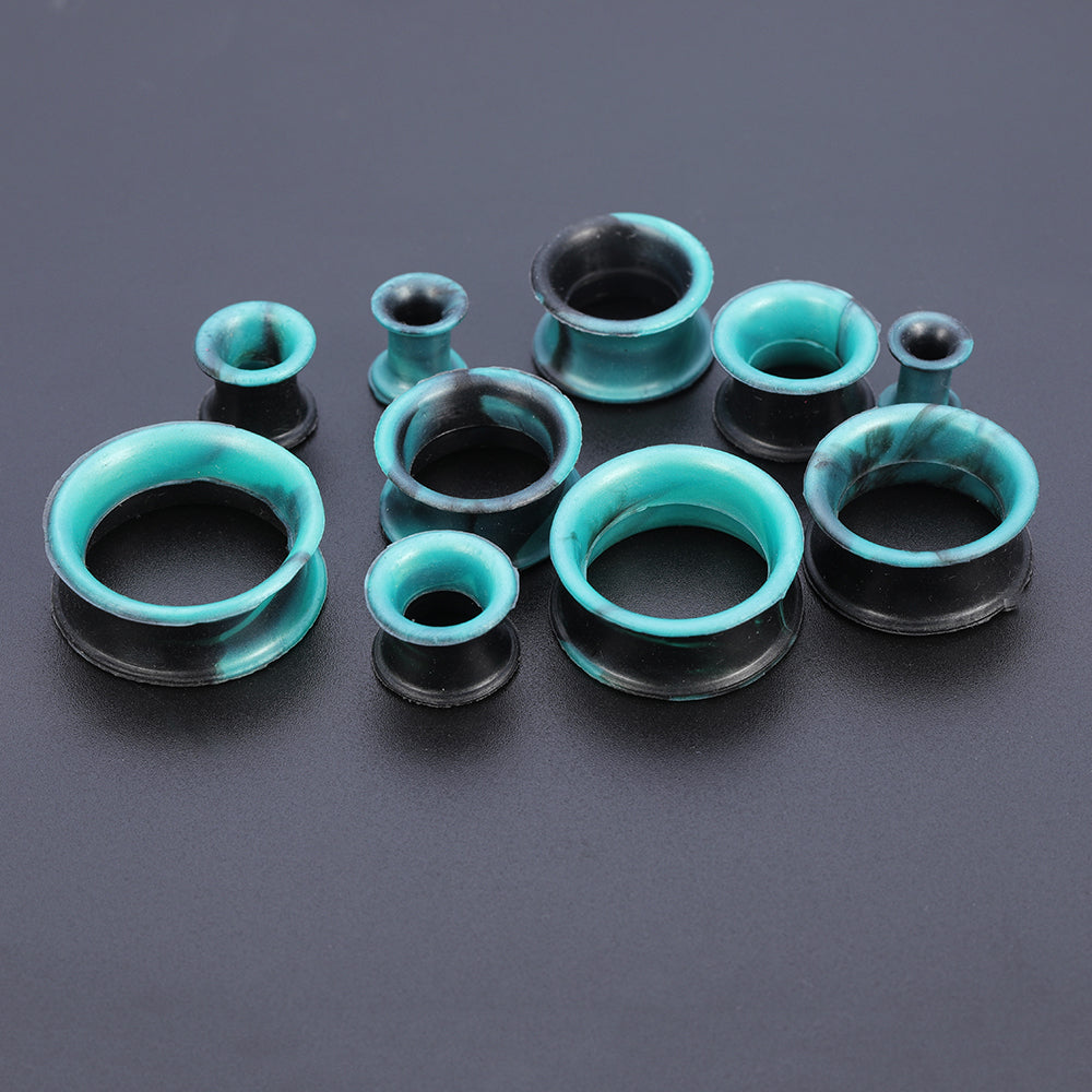 5-22mm-Thin-Silicone-Flexible-Dark-Green-Black-Ear-Tunnels-Double-Flared-Expander-Ear-Gauges