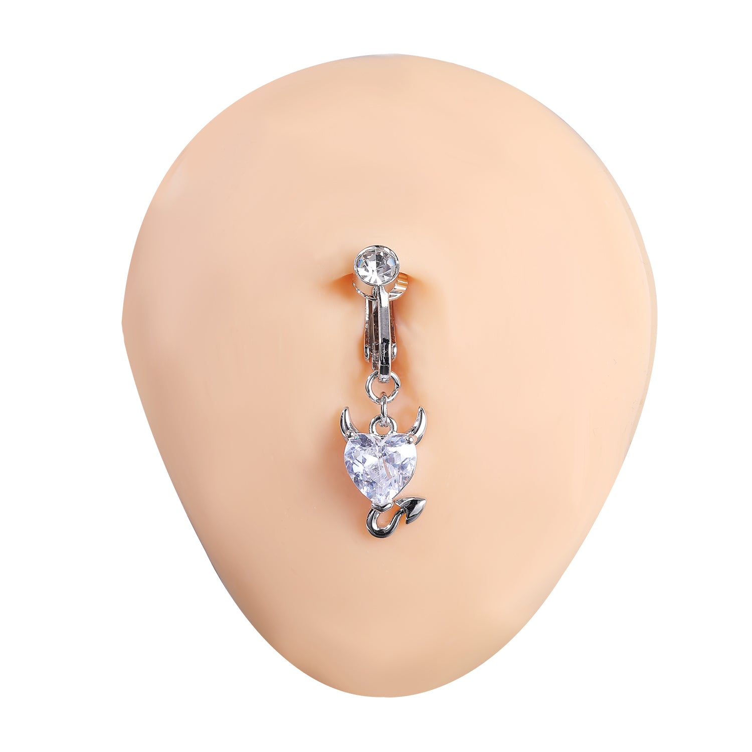 Fake-Silver-Belly-Navel-Clip-Demon-Crystal-Belly-Button-Ring