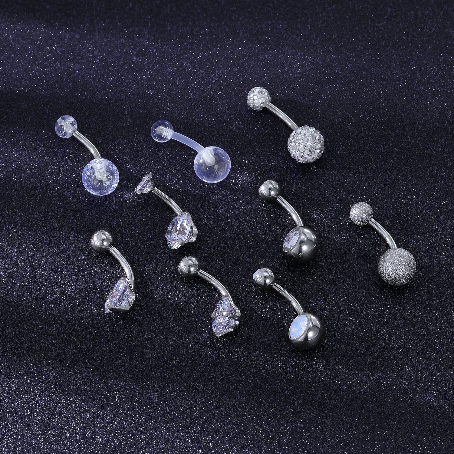  14g-Silver-Belly-Button-Rings-Crystal-Opal-Navel-Piercing