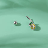 Pineapple-Belly-Button-Rings-Inlay-Yellow-Crystals