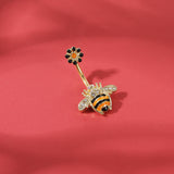 Bee-Belly-Button-Rings-Inlay-AAA-Cubic-Zircon