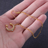 20G Zirconia Inlay Fake Nose Ring Alloy Elegant Nose Chain Earring