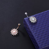 Sun-Flower-Rose-Gold-Crystal-Belly-Button-Rings