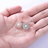 14g Sun Flower Belly Button Rings Rose Gold Zirconia Belly Navel Piercing Jewelry