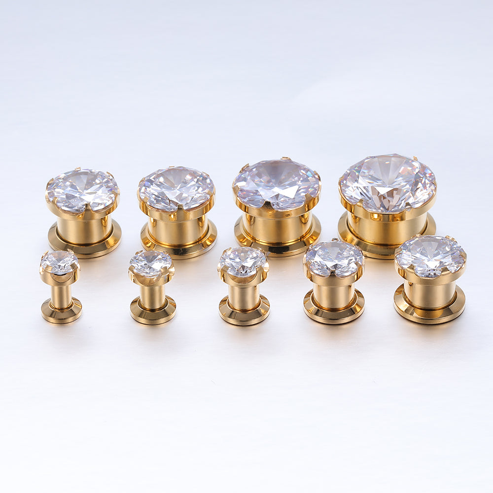 Plugs-and-Tuunels-Gold-Plated-CZ-Crystal-Stainless-Steel-Ear-Stretchers-for-Women-Men