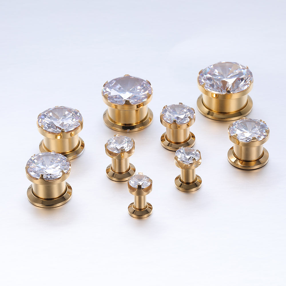 Plugs-and-Tuunels-Gold-Plated-CZ-Crystal-Stainless-Steel-Ear-Stretchers-for-Women-Men