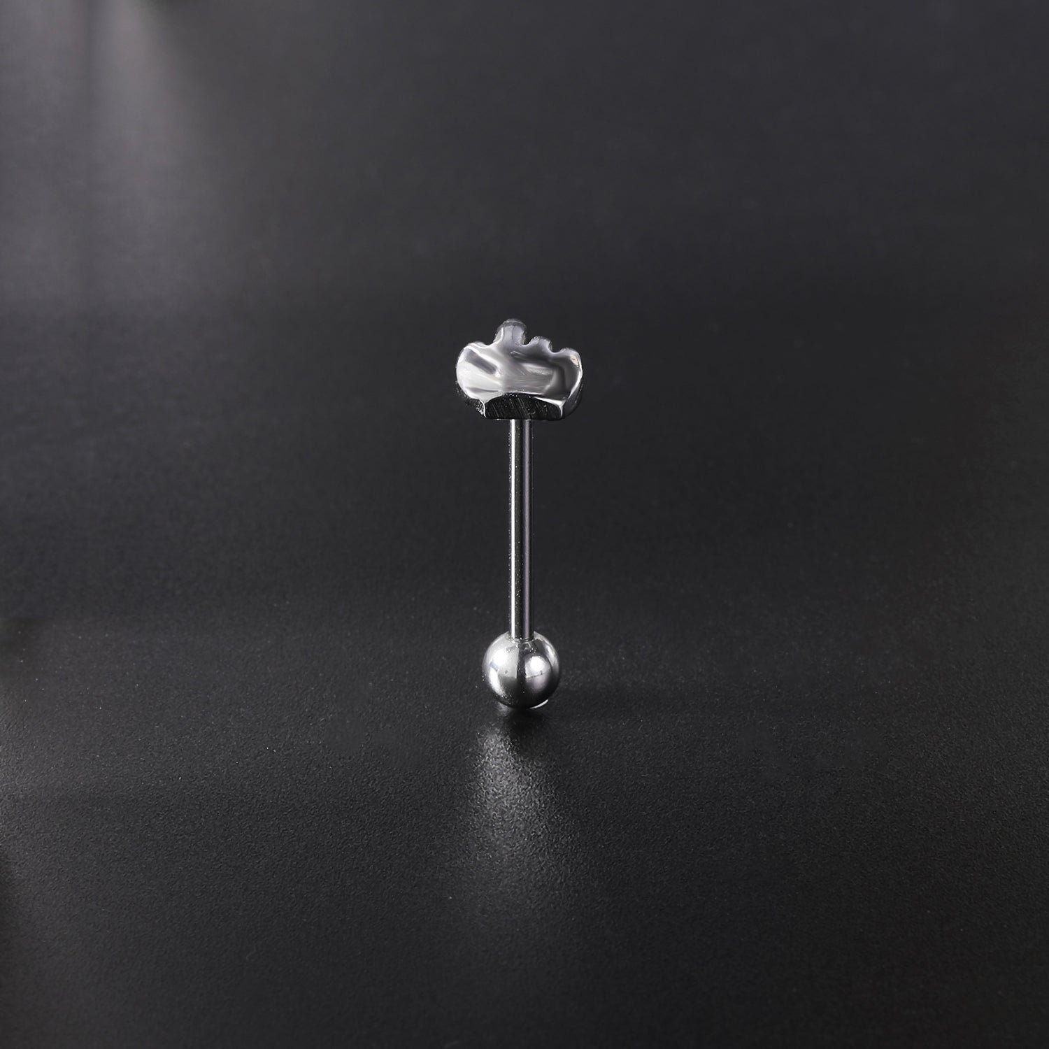 14G Middle Finger Tongue Rings Ball Tongue Piercing Barbell