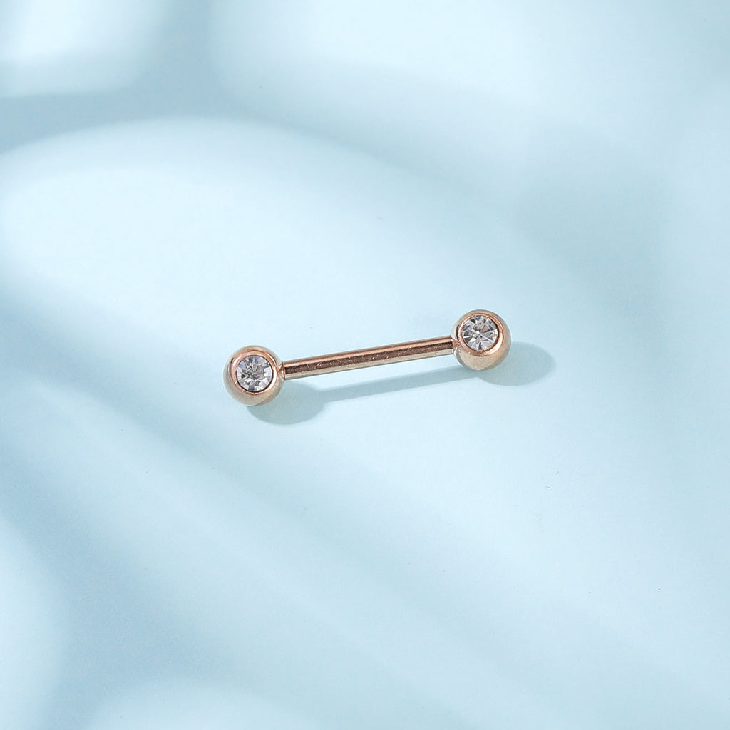 2pcs 14G Simple Nipple Ring Crystal Rose Gold  Nipple Piercing