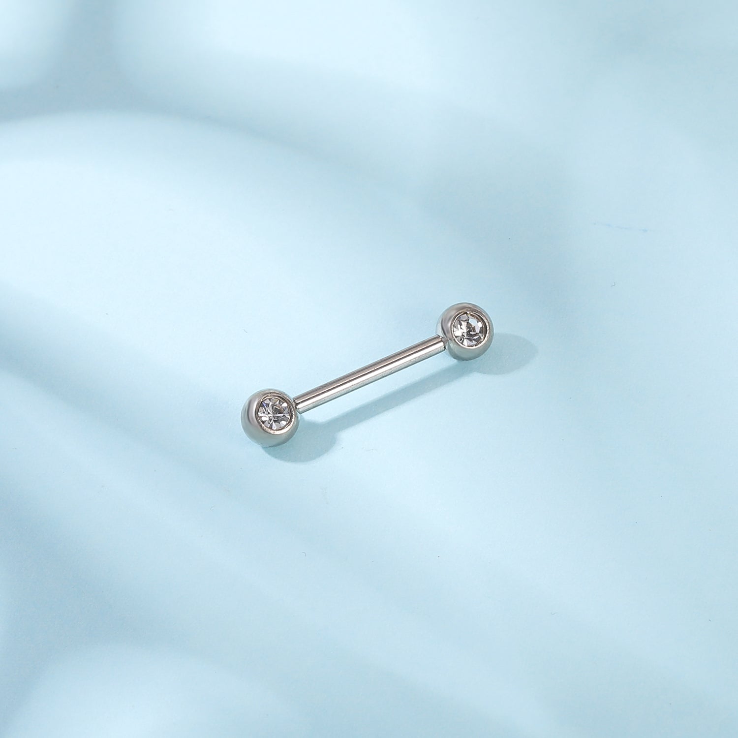 2pcs 14G Simple Nipple Ring Sliver Crystal Nipple Piercing