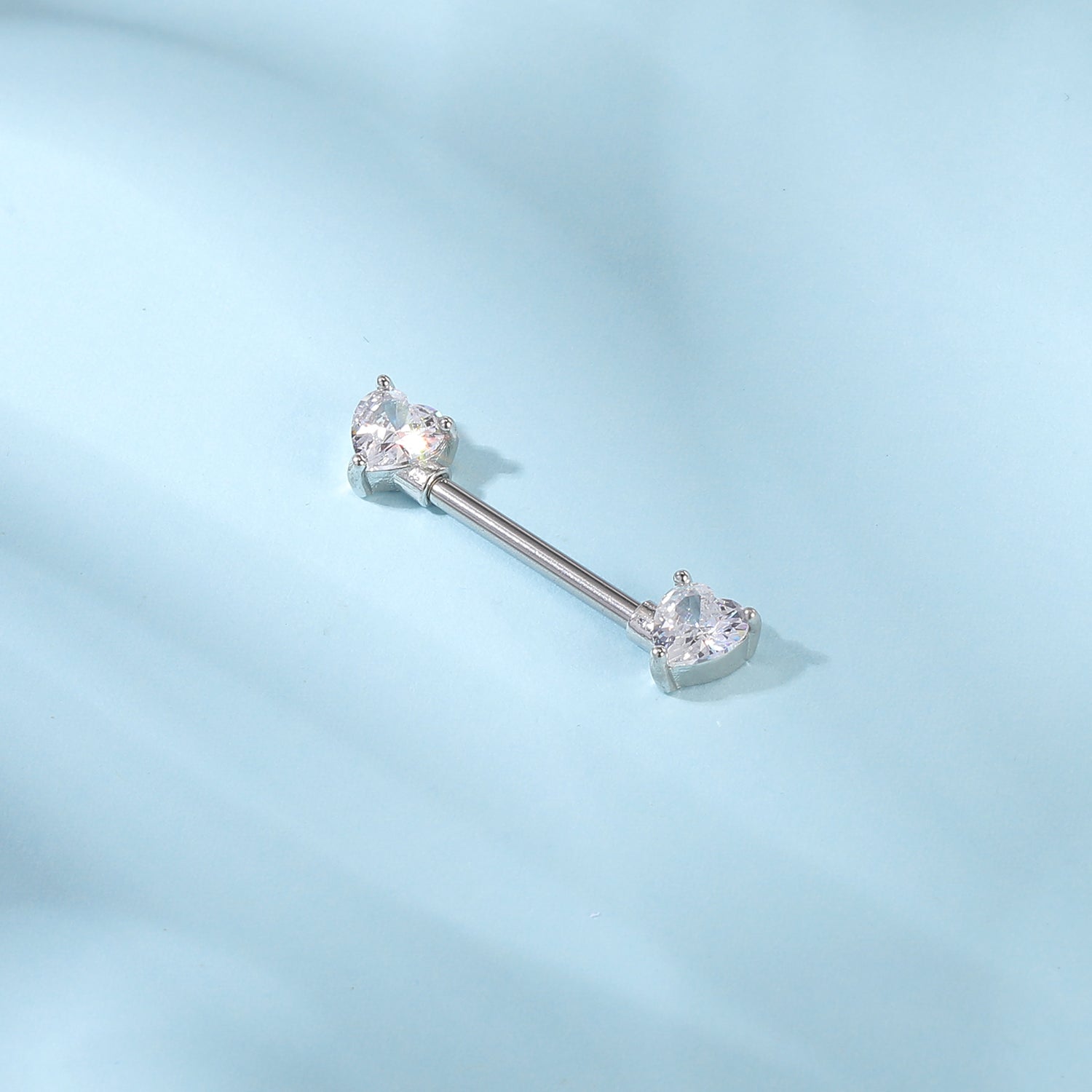 2pcs 14G Heart Crystal Nipple Barbell Ring Silver Claw Nipple Piercing