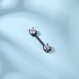2pcs 14G Simple Nipple Barbell Ring Claw Crystal Black Nipple Piercing