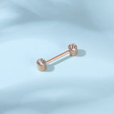 2pcs 14G Simple Nipple Barbell Ring Round Crystal Rose Gold Nipple Piercing