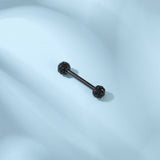 2pcs 14G Simple Nipple Barbell Ring Black Crystal Nipple Piercing