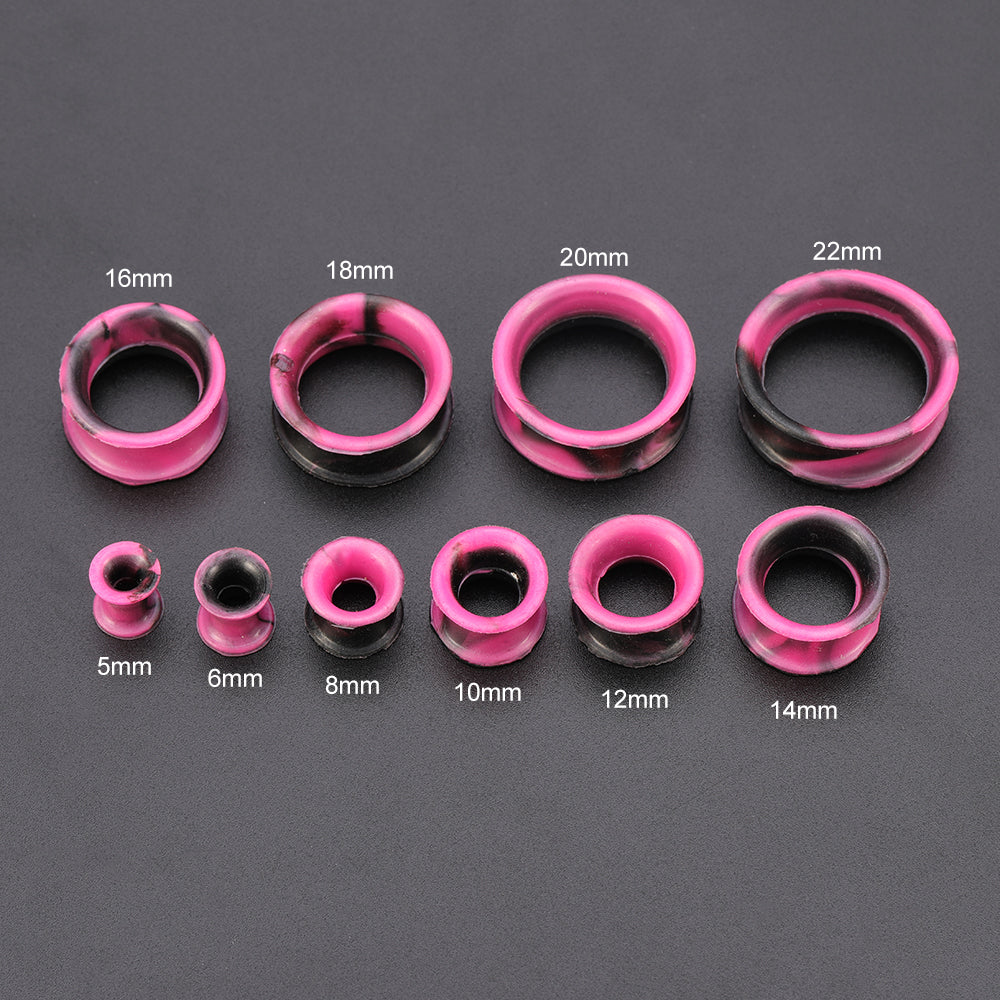 5-22mm-Thin-Silicone-Flexible-Rose-Red-Black-Ear-plug-tunnel-Double-Flared-Expander-Ear-Gauges