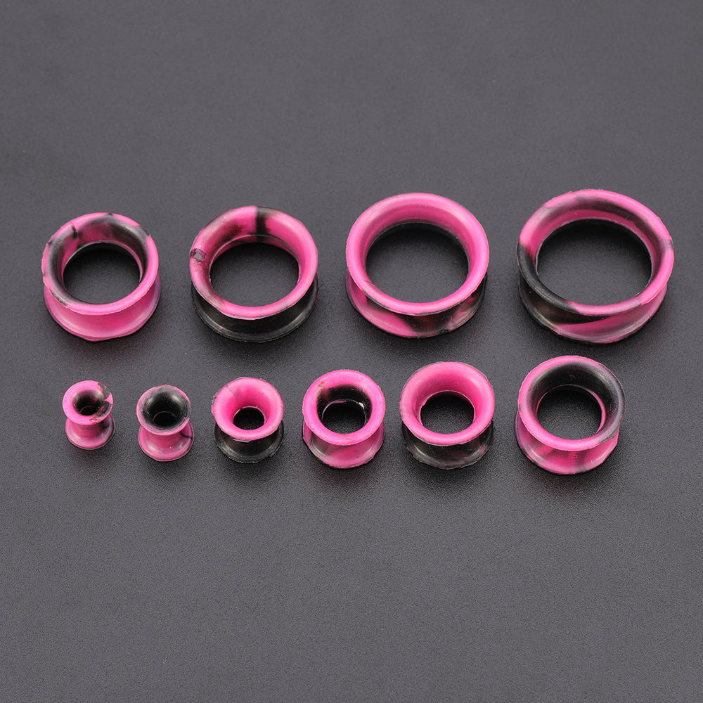 5-22mm-Thin-Silicone-Flexible-Rose-Red-Black-Ear-Tunnels-Double-Flared-Expander-Ear-Gauges