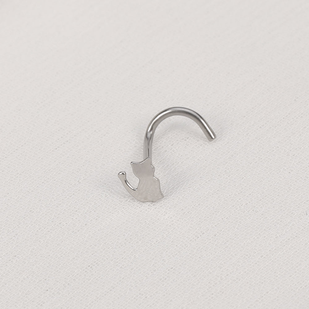 1Pc-20g-Stainless-Steel-Nose-Stud-Piercing-Cat-Shaped-Nose-Screws