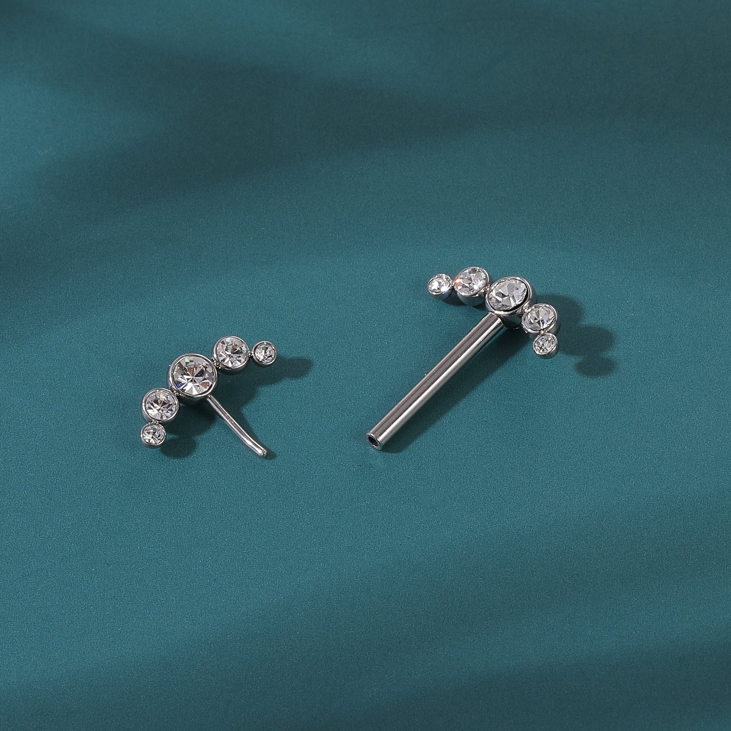 2pcs 14G Plug-in Nipple Ring C-shape Crystal Nipple Piercings