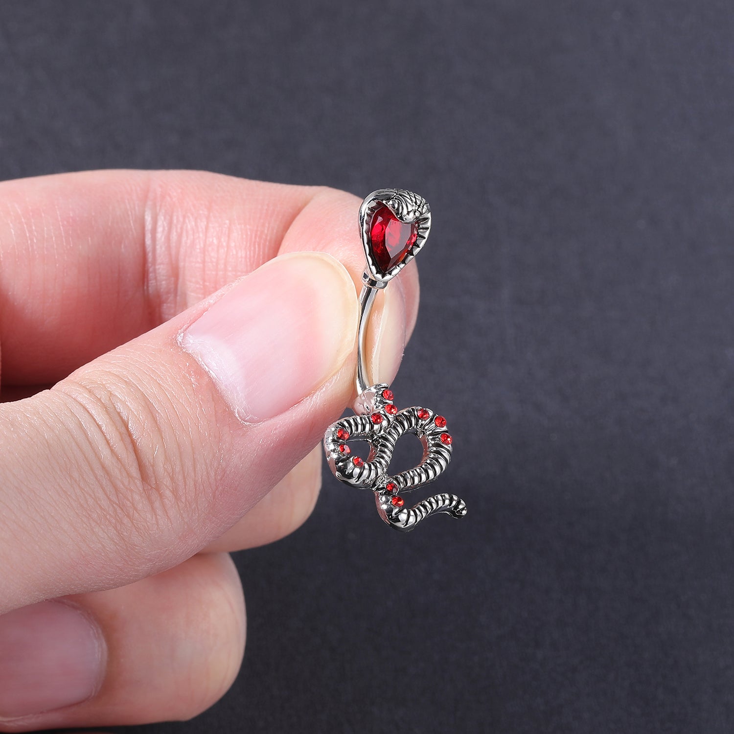 snake-belly-button-rings-red-crystal-belly-navel-piercing