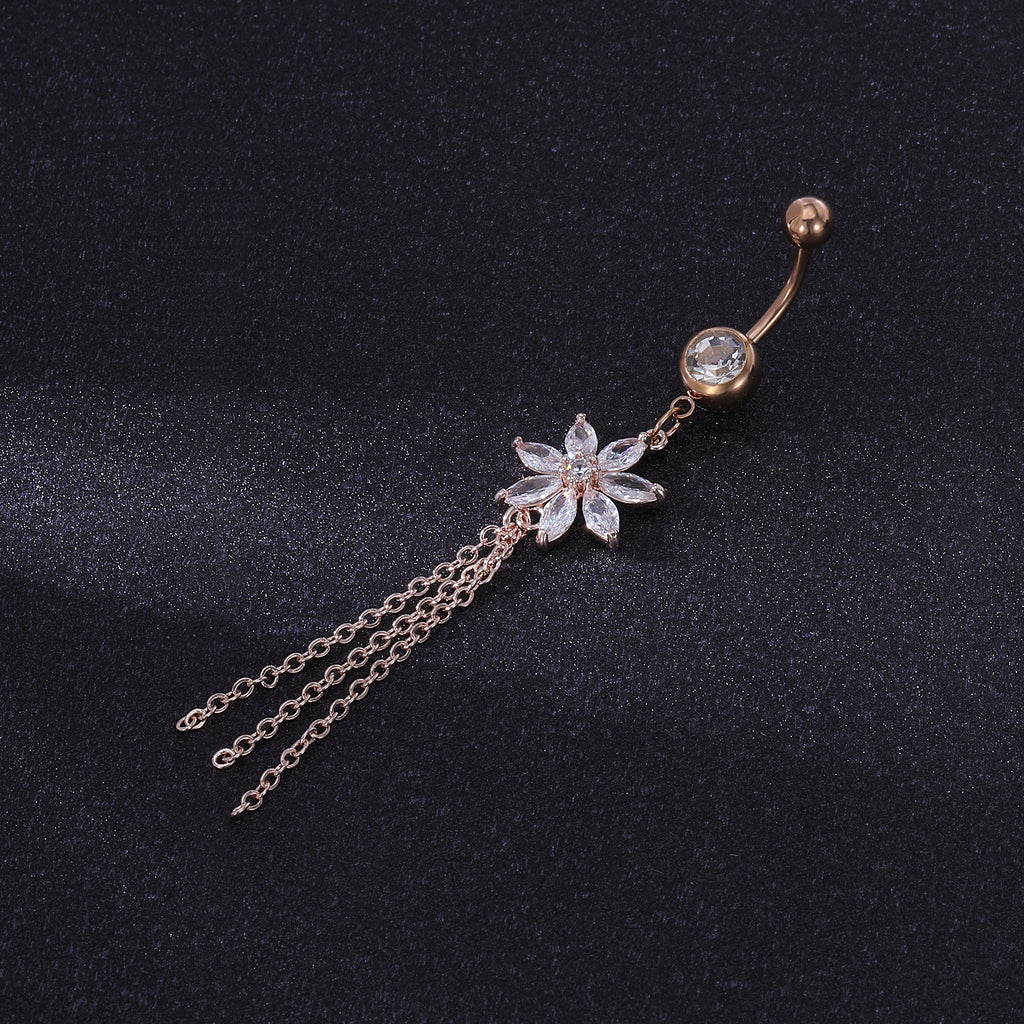 14g-Drop-Dangle-Flower-Tassels-Belly-Piercing-Rose-Gold-Crystal-Navel-Piercing-Jewelry
