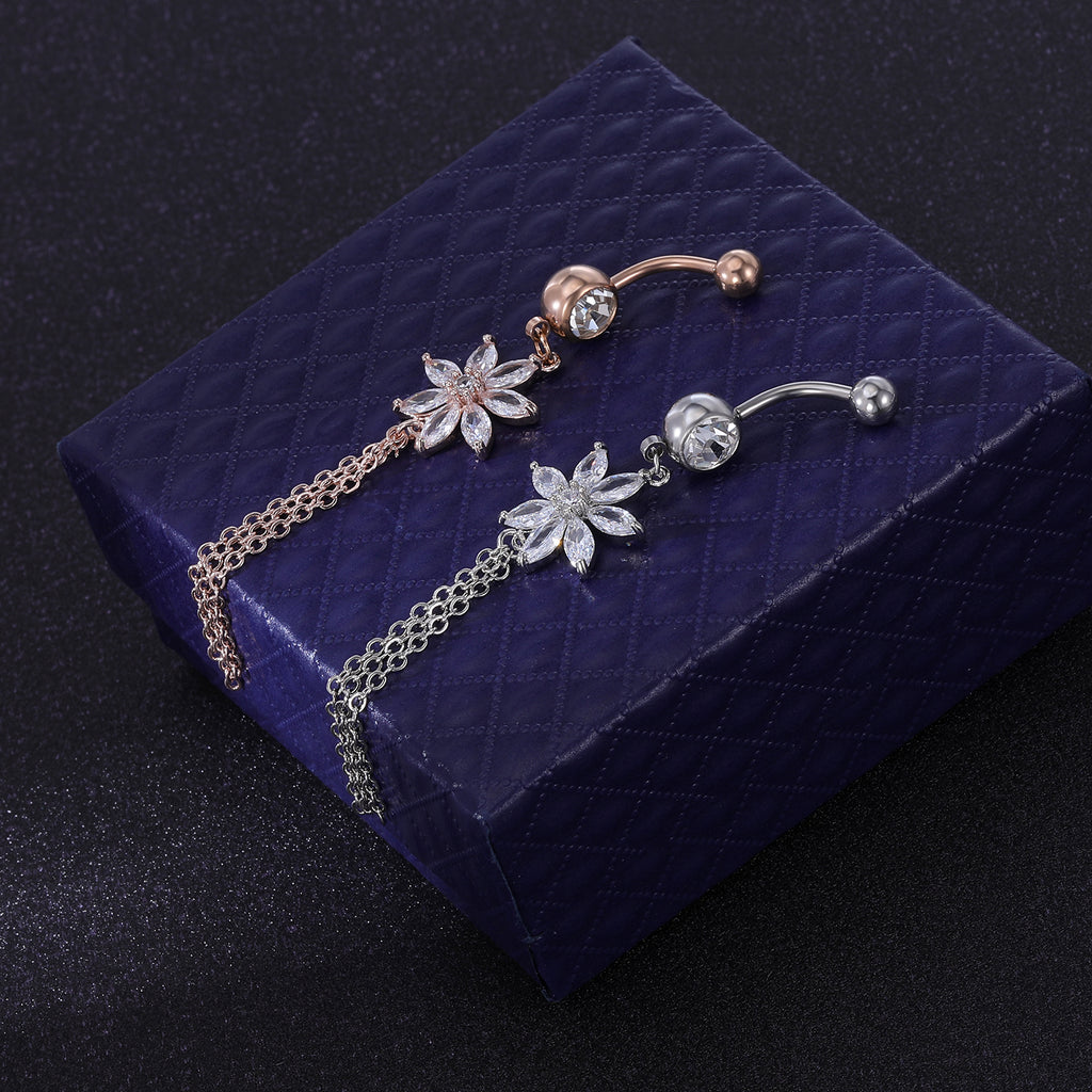 14g-Drop-Dangle-Flower-Tassels-Belly-Piercing-Rose-Gold-Crystal-Navel-Piercing-Jewelry