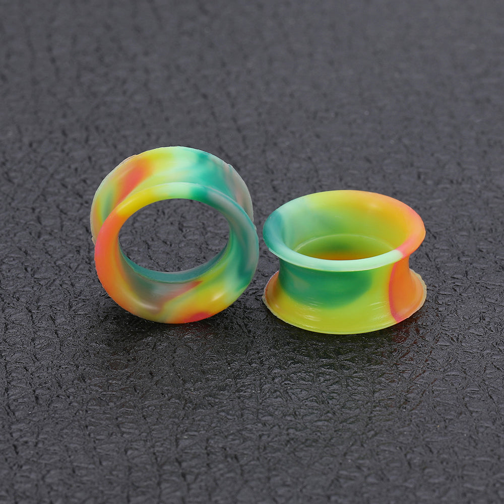 3-25mm-Thin-Silicone-Flexible-Green-Yellow-Red-Ear-Stretchers-Double-Flared-Expander-Ear-Gauges